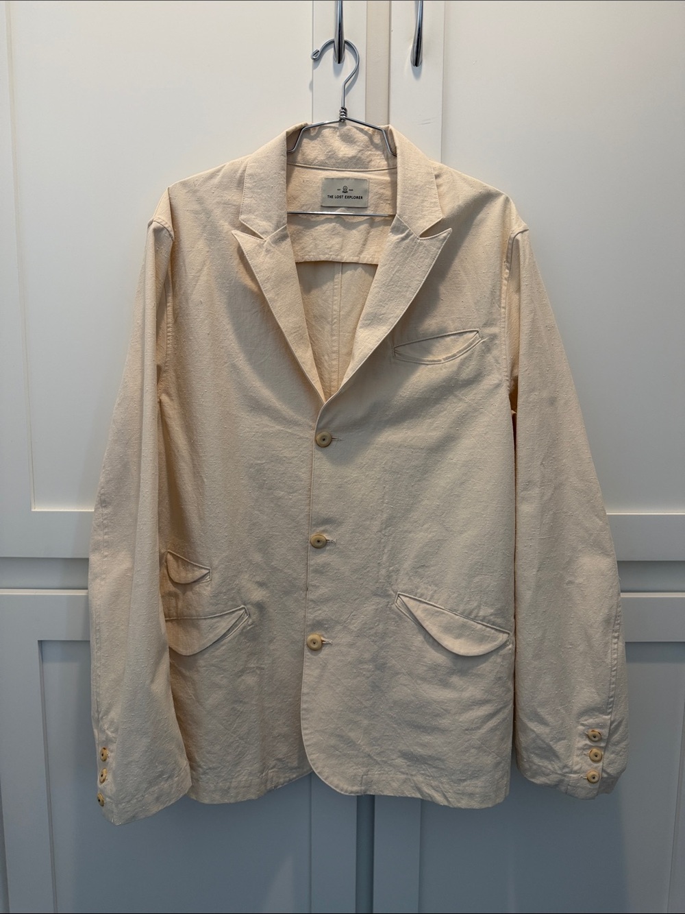 The Lost Explorer Men's Cream Lightweight Jacket - Casual Lightweight Blazer - L